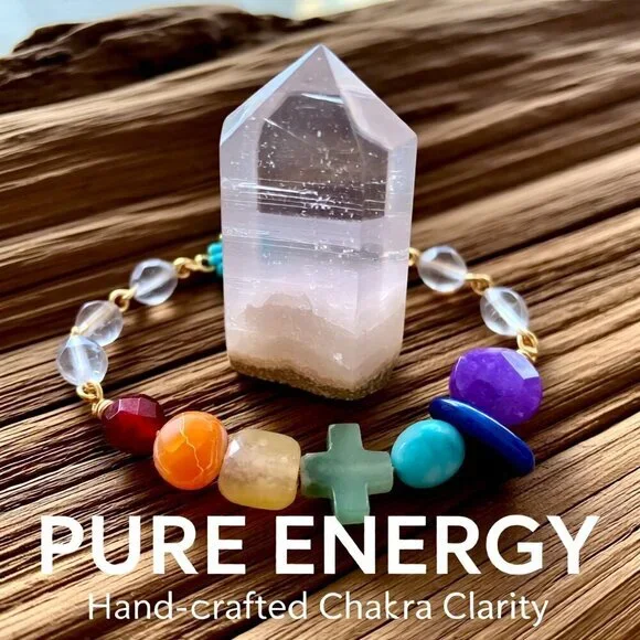 Rainbow of Semi-Precious Stones - Unique Chakra Bracelet - Your Signature Style! - Picture 2 of 15